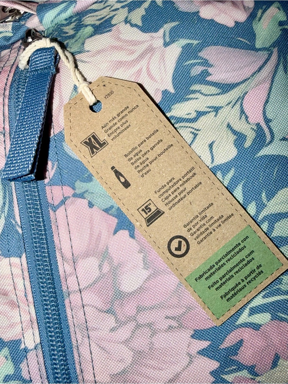 JanSport Big Student Faded Tapestry Elemental Blue Floral Laptop Backpack-New - Picture 13 of 15